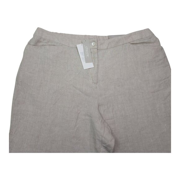 Chicos Natural Linen Slim Leg Pants Beige 3.5R Mid-Rise Tapered Ankle 26" Inseam - Picture 12 of 16